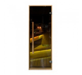 Дверь стеклянная "бронза" PREMIO 700х1870 мм (коробка ольха) вертикальная ручка, Финляндия