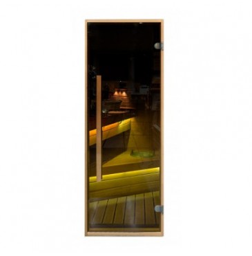 Дверь стеклянная "бронза" PREMIO 700х1870 мм (коробка бук) вертикальная ручка, Финляндия